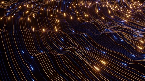 Futuristic Digital Landscape with Flowing Light Particles Stock Footage 340439442