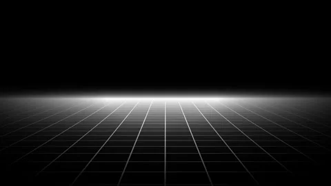 Futuristic digital landscape with glowing grid horizon. Mesh wireframe grid Stock Footage 327236117