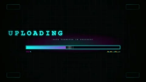 Futuristic Digital Loading Bar Animation with Uploading Progress and Completion 스톡 동영상 345756690