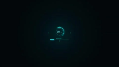 Futuristic digital loading circles on dark background Stock Footage 344952334