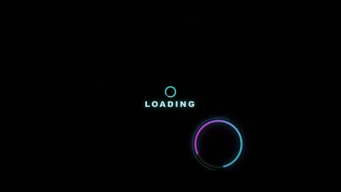 Futuristic Digital Loading Screen with Glowing Neon Blue and Purple Circular Stock Footage 345753045