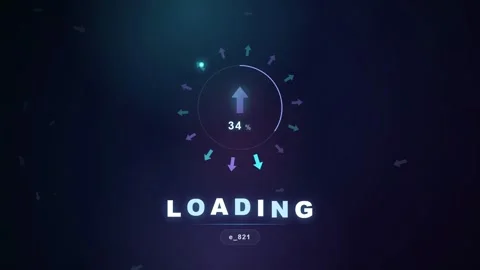 Futuristic Digital Loading Screen with Percentage Progress Bar and Glowing Neon Stock Footage 346216617