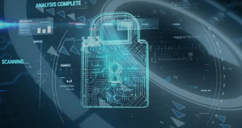 Futuristic digital lock with circuit pat... | Stock Video | Pond5