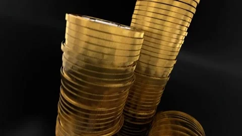 Futuristic digital loopable Motion graphic of stack money icon and data matrix Stockbeeldmateriaal 336443594
