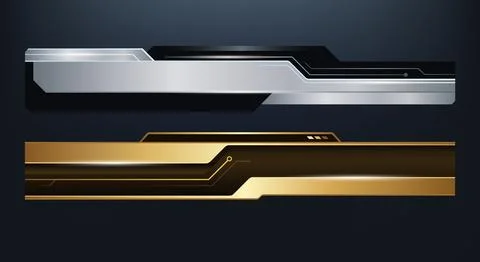 Futuristic digital lower third banners set with modern cyber tech layout. m.. Stock Illustration