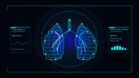 Futuristic digital lungs hud interface loop animation for medical tech Stock Footage 346738060