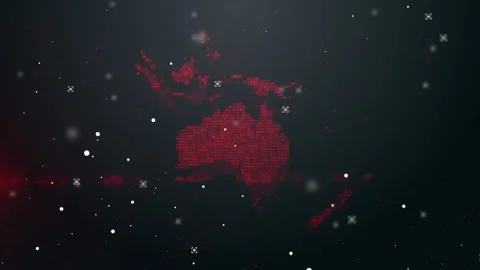 Futuristic Digital Map of Australia in Dotted Red with Dark Background 스톡 동영상 341922099