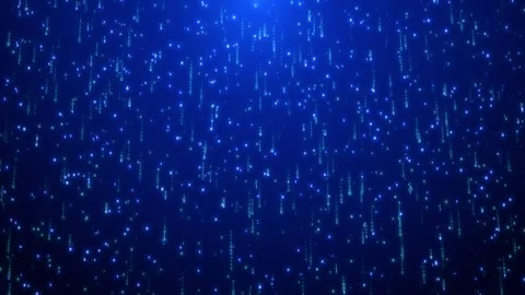 Futuristic Digital Matrix Code Background with falling Blue Particles Stock Footage 300009096