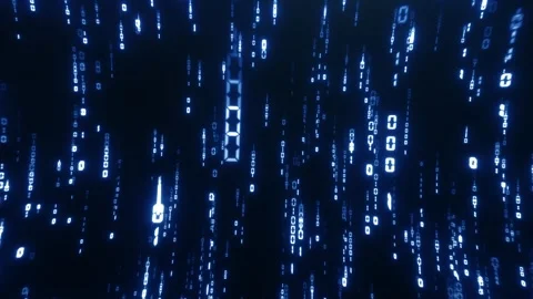 Futuristic Digital Matrix Glowing Blue Binary Code Streams and Numbers Crea.. 動画素材 314069367