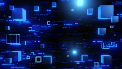 Futuristic Digital Matrix with Glowing Cubes Stock Footage 294772359