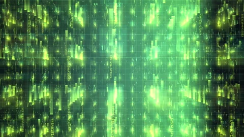 Futuristic Digital Matrix Streaming Code Data Visualization Stock Footage 336070896