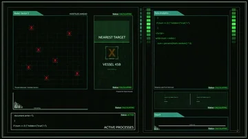 Futuristic Digital Naval Warfare computer screen or interface for Corner Pin Com 库存影片 85495158