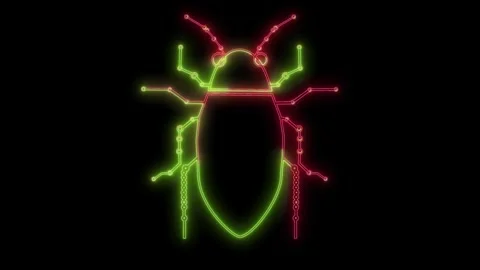 Futuristic digital neon Bug random colorful lights on the black screen Stock Footage 271181831
