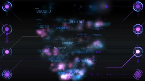 Futuristic Digital Neon Globe Floating Numbers, Abstract Data Visualization Stock-Footage 321001972