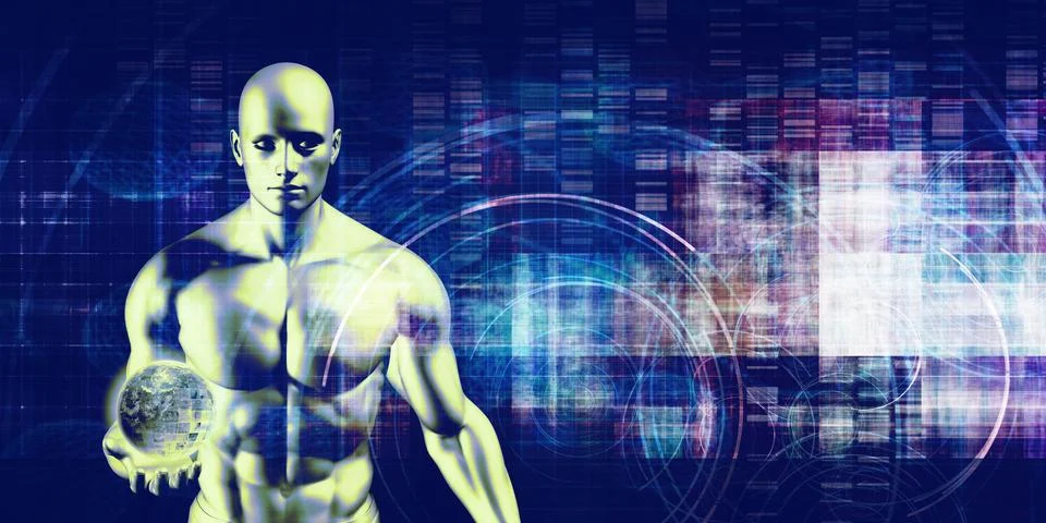 Futuristic Digital Network and Global Technology Development Illustrazione stock