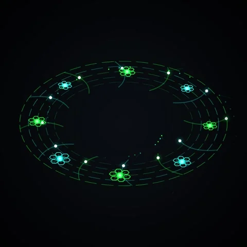 Futuristic Digital Network Connection with Glowing Hexagons and Data Streams Stock Footage 346280634