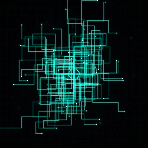 Futuristic Digital Network Connection, Hexagon Core, Glowing Lines, Dark Ba.. Stock Footage 346280724