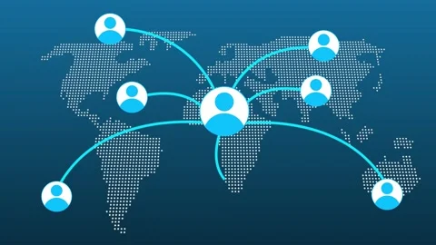 Futuristic digital network connection with map animation Video stock 321481297