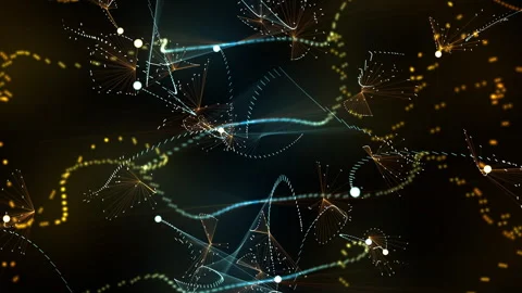 Futuristic Digital Network Connections, Abstract Data Waves Stock Footage 320438501