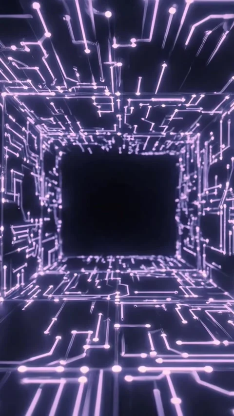Futuristic digital network data flow in server room. High-tech Stock Footage 339638060