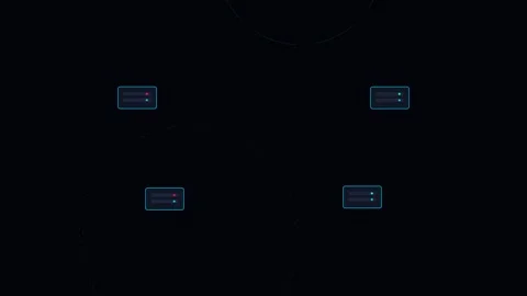 Futuristic digital network diagram featuring interconnected data server hubs Video stock 338310713
