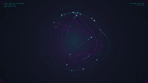 Futuristic Digital Network Globe Abstract - Connecting Data Points, Global .. Stock Footage 348571962