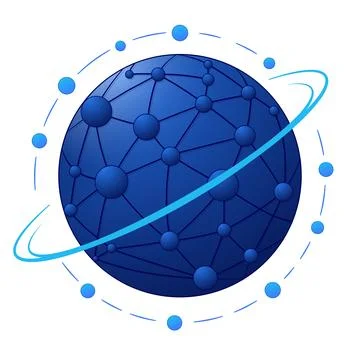 Futuristic Digital Network Globe with Connected Nodes and Orbit イラスト素材