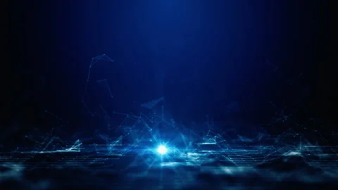Futuristic digital network with glowing blue data lines and nodes Stock Footage 327948414