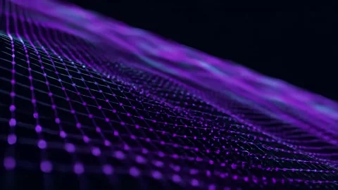 Futuristic Digital Network with Glowing Purple and Blue Particles Background Stock Footage 313769168