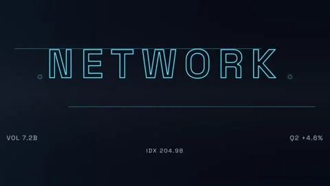Futuristic digital network interface display with glowing blue data Stock-Footage 343881017