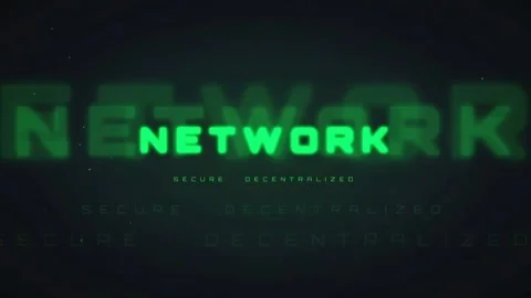 Futuristic Digital Network Interface with Glowing Green Text and Decentralized Stock Footage 336778536