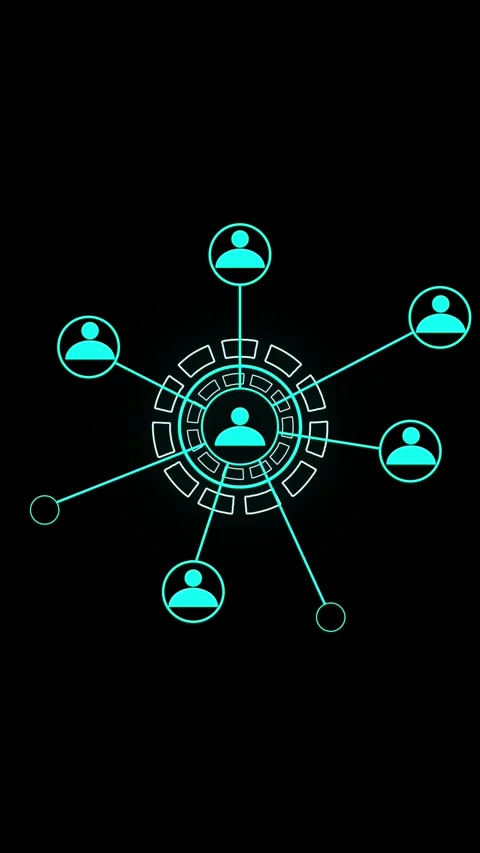 Futuristic Digital Network of People Icons Connected by Lines and a Central.. Stock Footage 344859392