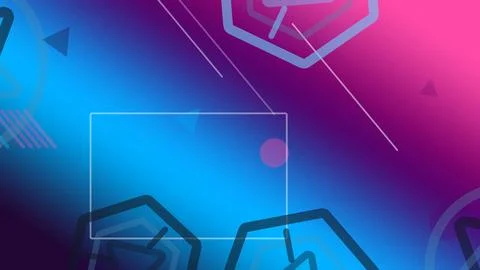 Futuristic digital network scene with glowing geometric panels, wireframe e.. Stock Illustration