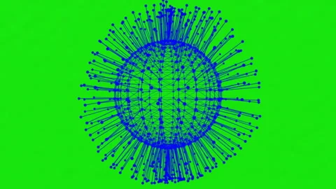 Futuristic Digital Network Sphere Rotation on Green Screen AI Data Technolog Video stock 331091416