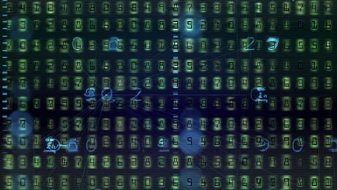 Futuristic Digital Number Matrix Glowing Binary Codes Stock-Footage 321002574