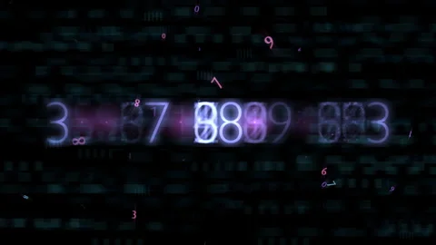 Futuristic Digital Numbers Floating Across Dark Background Neon Lights Видео 319036505