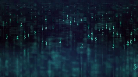Futuristic Digital Numbers Floating Across a Deep Blue Cyber Background Stock Footage 320170876