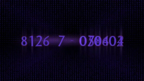 Futuristic Digital Numbers in a Virtual Matrix Grid Stock-Footage 306769911