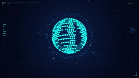 Futuristic Digital Particle Globe HUD Tech Interface Stock Footage 346452304