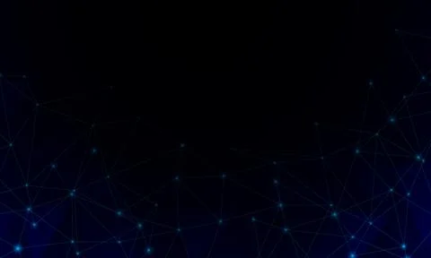 Futuristic digital with particles dots, connected polygons plexus background. Stock Illustration