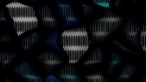 Futuristic digital particles form a grid of light lines that spread Video stock 327921965