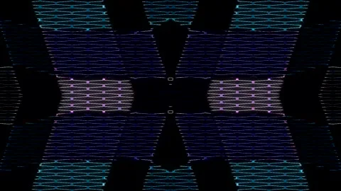 Futuristic digital particles form a grid of light lines that spread Video stock 328194413