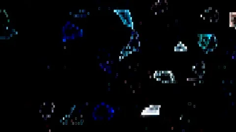 Futuristic digital particles form a light box that spreads in continuous motion. Video stock 327234083