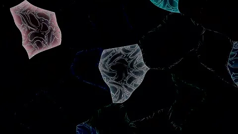 Futuristic digital particles form a light box that spreads in continuous motion. Video stock 327747334