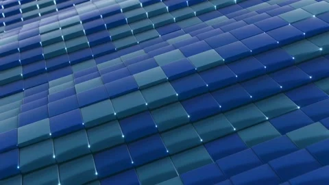 Futuristic Digital Pattern of Blue Rectangular Blocks Stock Footage 305307138