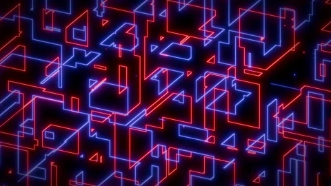 Futuristic digital patterns made of intersect and overlap lines and rectangles Stock Footage 332662601