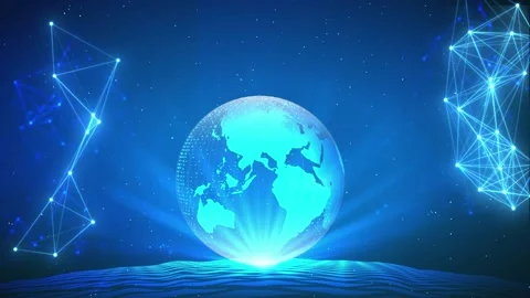 Futuristic Digital Planet Earth Rotating In Space Stock Footage 143893099