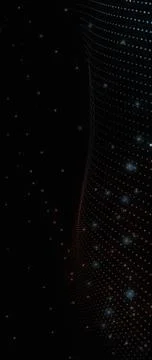Futuristic Digital Plexus: Luminous Copper Particles and Flowing Blue Orbs .. Stock Photos