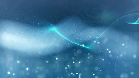 Futuristic Digital Plexus Waves, Abstract Blue Particles Technology Stock Footage 328581634