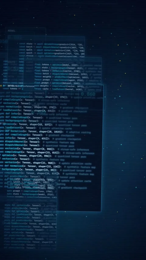 Futuristic Digital Programming Code Background with Glowing Particles 動画素材 335342205